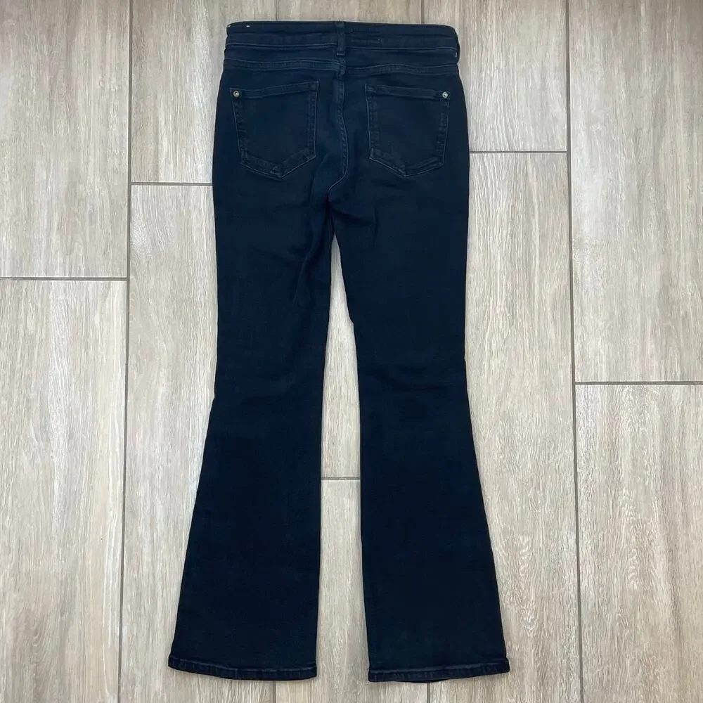 Pilcro The Icon Flare Jeans Women's 27 Black Mid Rise Patch Pocket Denim